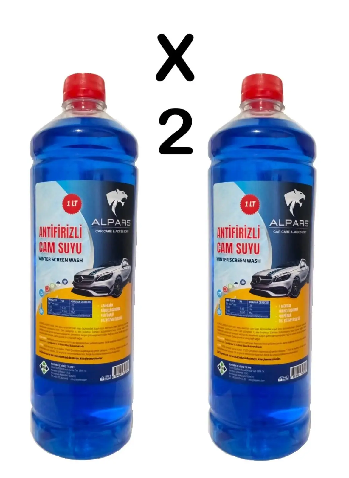 ALPARS Oto Cam Suyu 1 Lt Antifrizli Cam Suyu -25 Derece 2 Adet. Kireçlenme Ve Korozyonu Önler